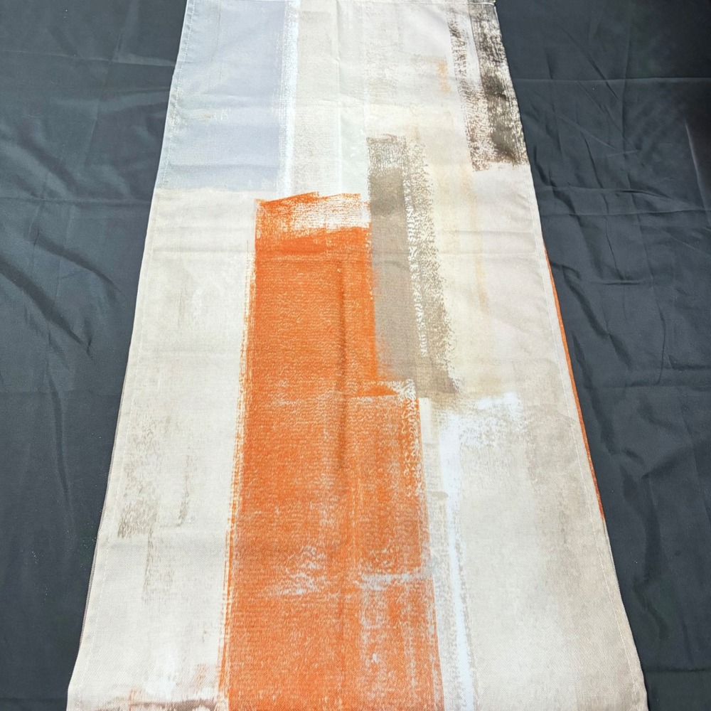 Modern Abstract Table Runner Burnt Orange Beige Geometric Contemporary Decor